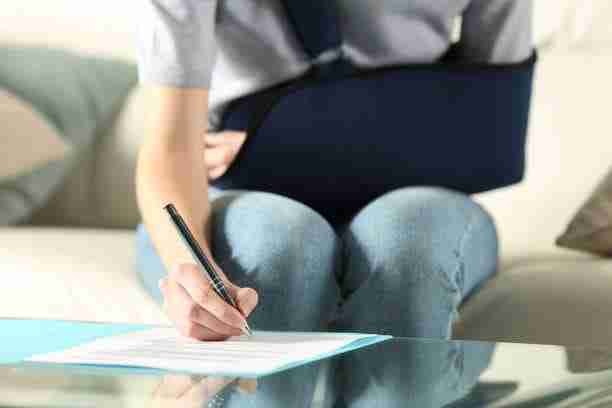 woman processing accident claim